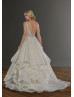 Sleeveless Ivory Lace Ruffle Skirt V Back Wedding Dress